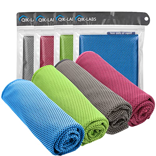 QIK Cooling Towels for Neck and Face, Neck Cooling Towel for Hot Weather Cooling Towels for Athletes Neck Cooling Towel Cool Towels for Neck Cooling Rags for Neck Cold Towel Cooling Rags 4Pack 40'x12'