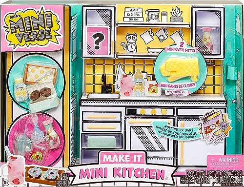MGA's Miniverse Make It Mini Kitchen, Kitchen Playset, w/ UV Light, Collectibles, DIY, Resin Play, Exclusive, Mystery Recipe, Mini Oven Mitts, NOT EDIBLE, 8+