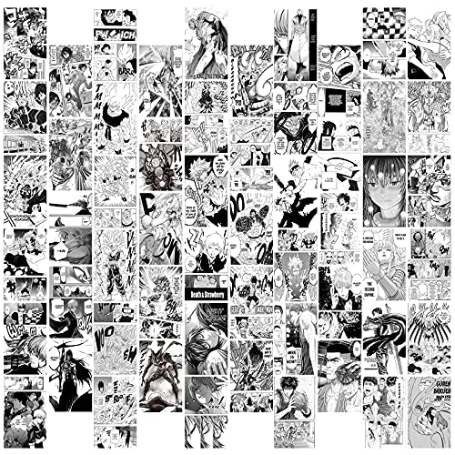 Manga Wall Collage Kit Anime Room Decor 60 PCS Anime Manga Aesthetic Wall Decor Manga Panels for Wall Small Japan Anime Manga Posters 4.2x6.2 inch (Black and White)