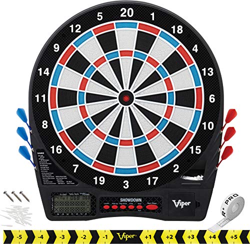 Viper Showdown Electronic Dartboard Sport Size Over 30 Games with 590 Options Automatic Scoring LCD Display Missed-Dart Catch Band Battery Operated Included Soft Tip Darts with Replacement Points