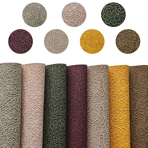 8''x12''(21cmx30cm) Flower Textured Embossed Faux Leather Sheets Retro Autumn Color Synthetic Fabric for Leather Bows Making Crafts DIY Handmade Material, XHT-412192