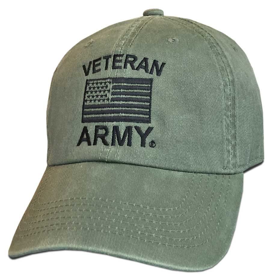 US Army Veteran/American Flag Embroidered Military Branch Baseball Hat - Officially Licensed