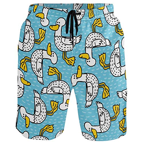 visesunny Duck Cartoon Pattern Mens Swim Trunks Summer 3D Print Graphic Casual Athletic Swimming Short with Mesh Lining S-XXL