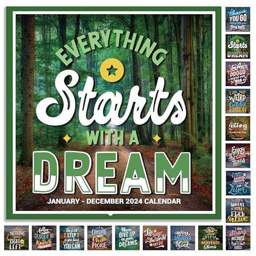 2024 Wall Calendar – 12 Months Motivational Calendar 2024, Jan 2024 - Dec 2024, 2024 Wall Calendar 12' x 24' (Open), Thick Glossy Paper, Large Blocks, Hanging Holes, Perfect Organizer - Motivational Quotes