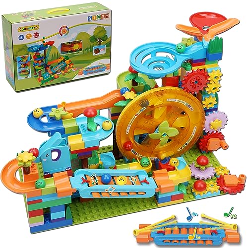 Marble Run Building Blocks Kid Toys Ages 4-8,Montessori Education Preschool Learning STEM Toys for 3 4 5 6 8 Year Old Boys and Girls Christmas Birthday Gifts,Puzzle Marbles Track for Kids Games