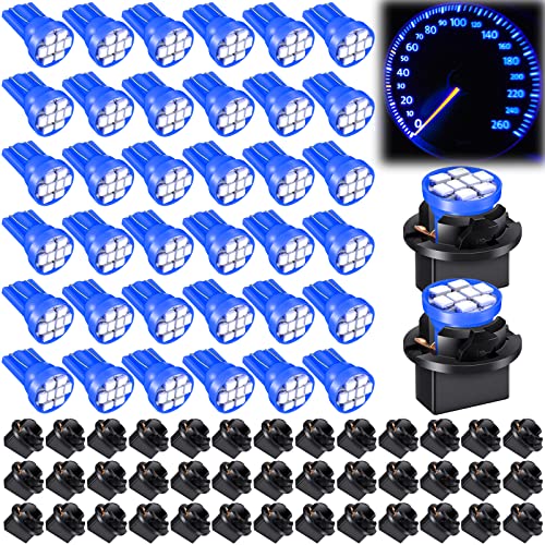 Frienda 40 Pieces T10 194 168 LED Dash Instrument Light Bulbs with Twist Lock Socket Instrument Cluster Light Bulbs for Dashboard Instrument Panel Gauge Cluster Indicator LED Dome Light Bulbs (Blue)