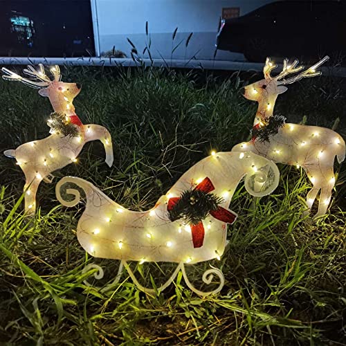 DELURA Christmas Scene Decoration - Decorations Luminous Christmas Snowman Sleigh Cart - for Courtyard Garden Creative Ornaments/2219