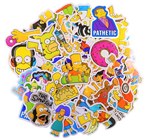 Cartoon Sticker Pack [66Pcs] Simpson Waterproof Vinyl Stickers for Water Bottles,Laptop,Kids,Cars,Motorcycle,Bicycle,Skateboard Luggage,Bumper Stickers Hippie Decals Bomb