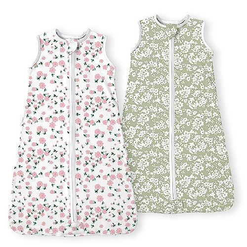 TOTBASIC Baby Sleep Sack 2-Pack, Light & Soft Unisex-Baby Wearable Blanket, 2-Way Safe Zippers Sleepsack for Babies 0-3-6-12-18-24 Months 0.5 TOG