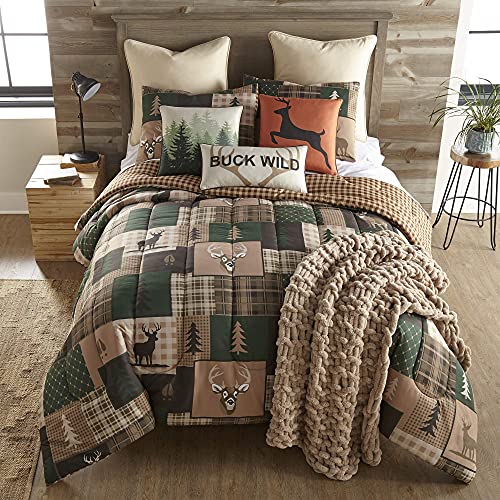 Donna Sharp Lodge Comforter Bedding Set with Green Forest Design - 3-Piece Queen Set, Includes One Comforter and Two Pillowcases Perfect for Rustic Decor