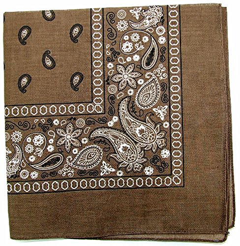 Kaiser Novelty Bandanas Paisley Cotton Bandanas (Brown 22 X 22 in)