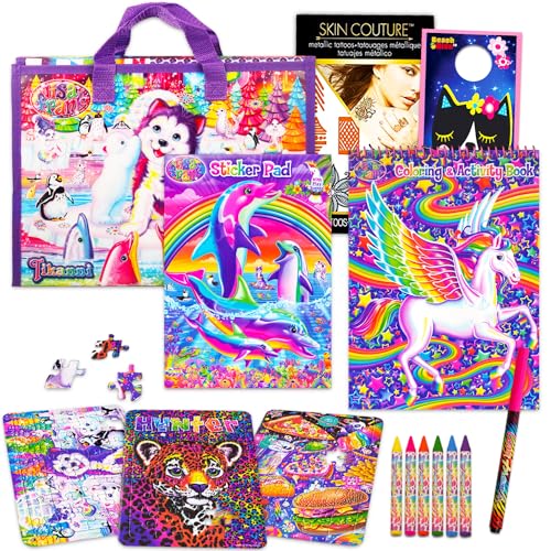 Lisa Frank Coloring Book Lisa Frank Coloring and Activity Book Super Set Bundle, Puzzles, and Stickers with Tattoos, More | Lisa Frank Travel Activities