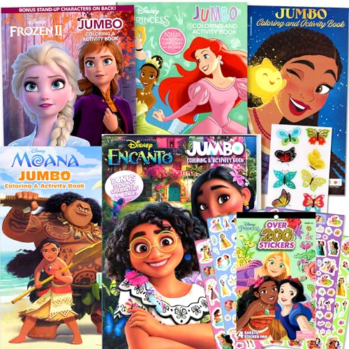 Disney Princess Coloring Books Bundle Set for Kids Activity - Featuring Disney Princess, Encanto, Moana, Frozen and more