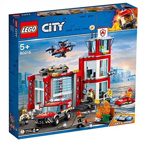 LEGO City Fire Station 60215 Fire Rescue Tower Building Set with Emergency Vehicle Toys Includes Firefighter Minifigures for Creative Play (509 Pieces)