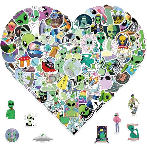 100 PCS Alien Stickers for Water Bottles,Reusable Kids Stickers, Stickers for Teen Girls Kids Woman Computer Kids Party Favors Sticker Toddler Travel Toys (Alien)