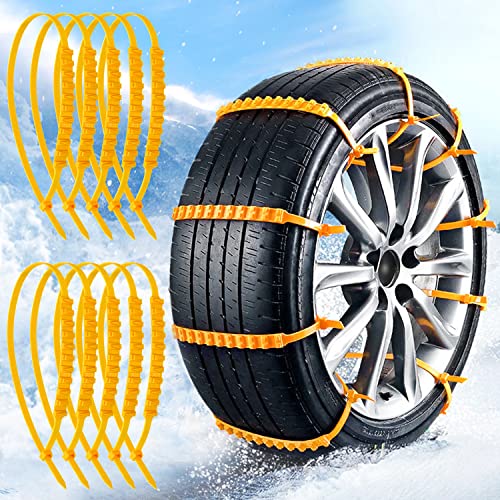 24PCS Emergency Anti Skid Car Tire Chains Non-Slip Snow Chains Cable Tie Mud Survival Security Multi Function Snow Universal Cable Belts Traction Tyres for Truck SUV Winter Driving, 0.6 x 36.6 inches