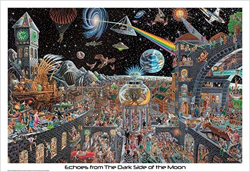 Buyartforless POSTER Echoes from The Dark Side of The Moon 50 Pink Floyd Songs by Tom Masse 32x22 Music Art Print Poster Rock and Roll Man Cave