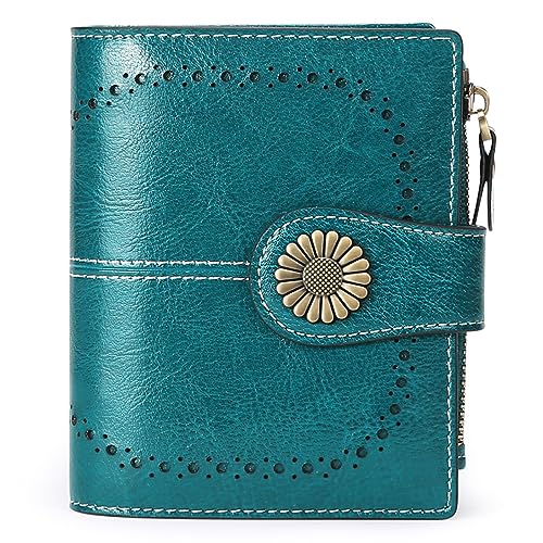 SENDEFN Small Womens Wallet Leather Bifold Card Holder RFID Blocking with Zipper Coin Pocket