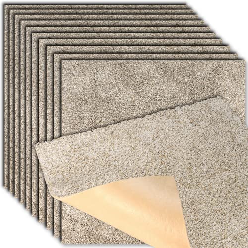 Peak Performance Peel and Stick Carpet Tiles with Attached Cushion, Easy DIY Install, Soft Residential Carpet, Seamless Appearance (Everest, 10 Tiles - 22.5 Square Feet)