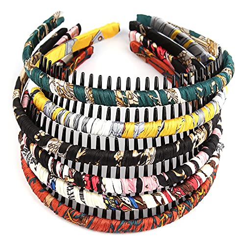 AMCAMI 6 Pieces Headbands for Women Non Slip Comb Headbands with Teeth Hair Bands Hoop Resin Thin Headbands for Women Makeup Headband for Washing Face Hair Accessories for Girls