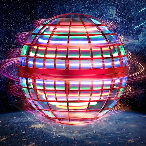 LEMATRIX 2023 Flying Orb Ball Toy, Hover Ball Boomerang Fly Fidget Spinner, Cool Toys Gifts for 6 7 8 9 10 11 12+ Years Old boy Girls Teens, Hand Mini Drone Cosmic Globe, Indoor Outdoor Toys(Red)