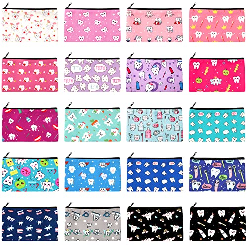20 Pieces Dental Cosmetic Bag Teeth Makeup Bags Nurse Gift Bag Dental Assistant Accessories Travel Cute Makeup Bag Nurse Pouch Organizer for Dentist Women Girls Nurses Day Graduation Birthday