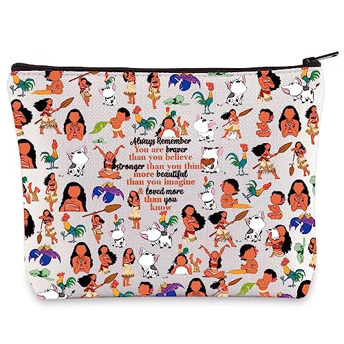 WZMPA Princess Moana Cosmetic Bag Moana Fans Gift You Are Braver Stronger Beautiful Than You Know Moana Makeup Zipper Pouch Bag (Moana)