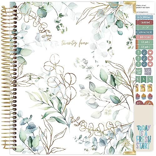 bloom daily planners 2024 Hardcover Calendar Year Goal & Vision Planner (January 2024 - December 2024) - Monthly/Weekly Column View Agenda Organizer - 7.5' x 9' - Eucalyptus