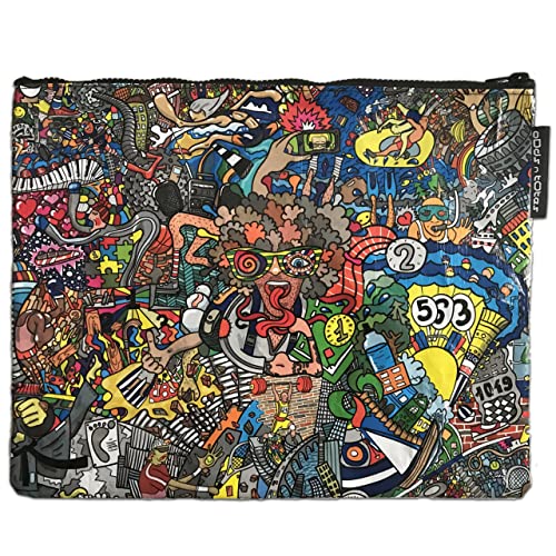 Jumbo Zipper Pouch | Made from Recycled Plastic, Large Zipper Pouch for Art School Office Supplies, Travel Toiletry Bag - Graffiti