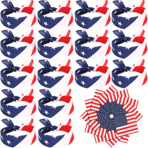 100 Pieces Independence Day American Flag Bandanas Usa Bandana 4th of July Accessories for Men Women Kids Pet Patriotic Parades