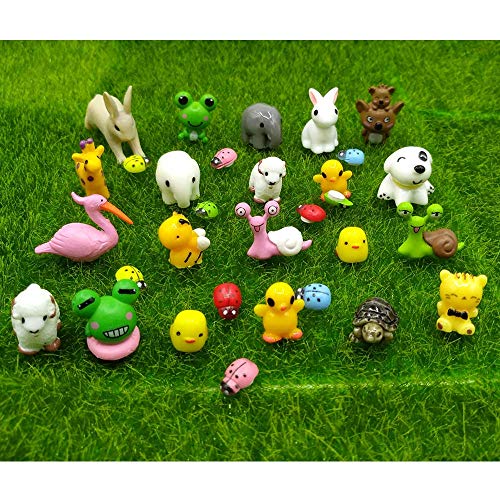 EMiEN 31 Pieces Mini Animals Miniature Ornament Kits,Tiny Animals Figurines,Fairy Garden Accessories,Fairy Garden Animals for Fairy Garden,Dollhouse,Plant Pots,Bonsai Craft Decor