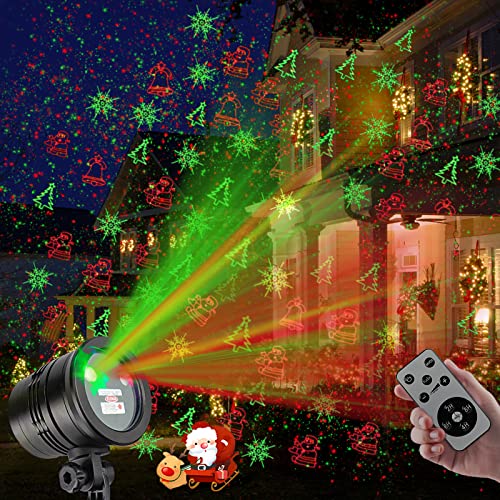 Christmas Projector Lights Outdoor, Christmas Laser Lights Projector Christmas Decoration, Landscape Projector Spotlights, Remote Control, 24 Modes Decorative Light for Xmas, New Year, Party