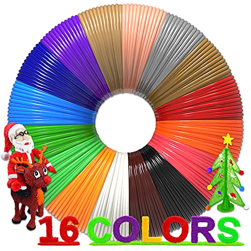 16-Color 320ft PLA 3D Pen Filament Refills - 1.75mm, Kids Safe, 250 Stencils eBook - For SCRIB3D P1 and MYNT3D Pens