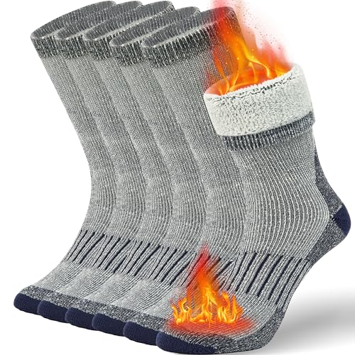 Buttons & Pleats Premium Merino Wool Hiking Socks Outdoor Trail Crew Socks Charcoal ML