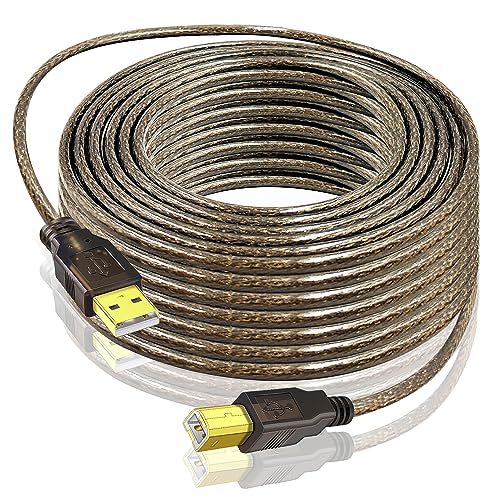 Printer Cable, ShineKee 25ft USB 2.0 High Speed Gold-Plated Connectors Printer Scanner Cable Cord A Male to B Male for HP, Canon, Lexmark, Epson, Dell, Xerox, Samsung etc