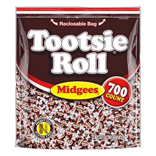 Tootsie Roll Midgees - Chewy Chocolate Gluten-Free Candy - Holiday Size Resealable Bag of Individually Wrapped Candies for Kids, Parties, Classroom - 700 Count (Pack of 1) (Packaging may vary)