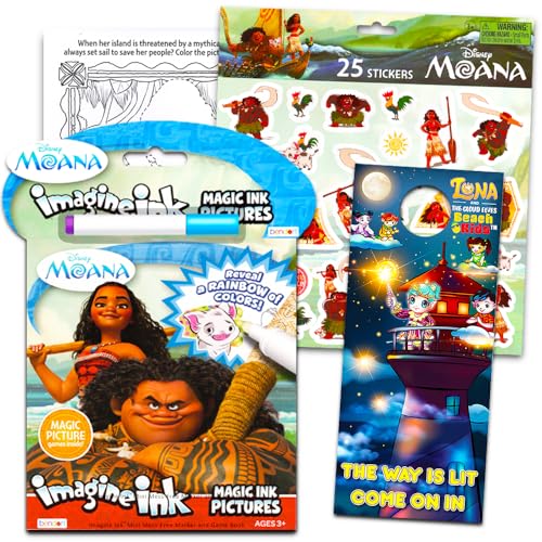Disney Moana Coloring Book and Activity Set - Moana Coloring Book with Mess Free Marker and 25 Stickers for Teens Toddlers Boys Girls Children