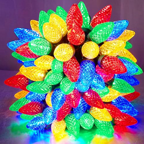 Dirnun C9 Led Christmas Lights Outdoor Christmas Decorations Commerical Grade 50Led 33ft Christmas Tree Lights Set for Indoor Outdoor Wedding, Holiday, Party, Home Christmas Decorations(Multicolor)