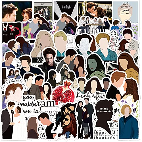 50Pcs Classic Movie Twilight Anime Saga Stickers for Water Bottles,Toys Teens Girls Adults Gifts,Vinyl Waterproof Stickers for Laptop,Phone,Notebook,Skateboard Decal Sticker Pegatinas Juguete