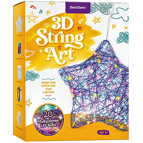 Dan&Darci 3D Light Up String Art Kit for Kids - Star Lantern Making Kit w/ 20 LEDs - Kids Gifts - Crafts Set for Girls and Boys Ages 8-12 Kid - Kits for Age 8, 9, 10, 11, 12 Year Old Girl Gift (New)