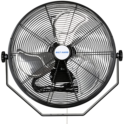BILT HARD 4300 CFM 18 in. Industrial Wall Mount Fan, 3-Speeds High Velocity Wall Fan with Sealed Motor, Heavy Duty Metal Barn Fans for Garage, Commercial, Greenhouse, Warehouse, Shop Use
