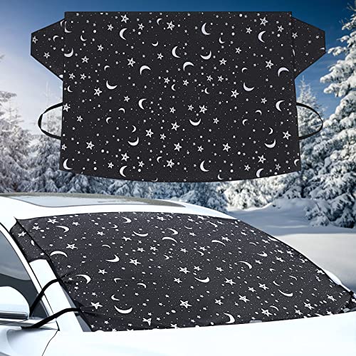 Tallew Car Windshield Cover for Ice and Snow Oxford Fabric Waterproof Windshield Frost Cover Auto Window Covers Automotive Windshield Snow Covers with 4 Elastic Straps for Winter (69 x 42 Inches)