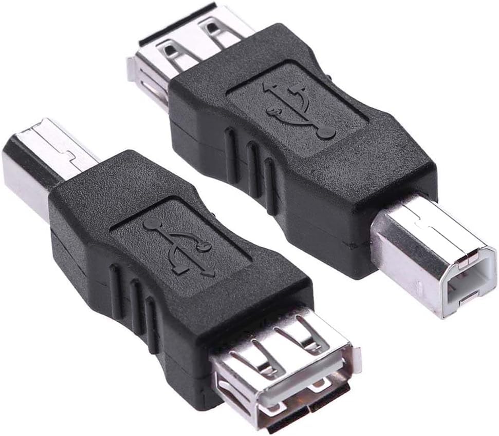 ROÉKO USB 2.0 Print Adapter, 2 Pack Type A Female to B Printer Male Connector Converter Plug Compatible for Printer Fax Machine Hard Drive