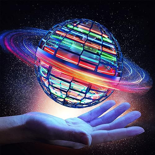 Flying Spinner - LED Light-Up Orb Ball with Rotating Feature, Unisex Toy for Kids by 64traders (Blue)