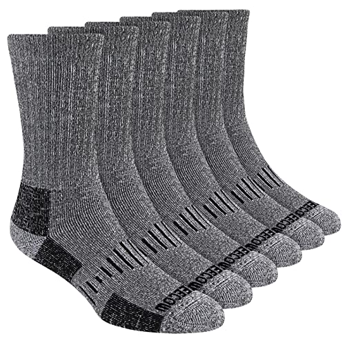 KEECOW Merino Wool Crew Socks For Men & Women, Thermal, Warm, Winter Cushion Socks For Hiking Working Running, 3 Pairs (Medium, Charcoal B)