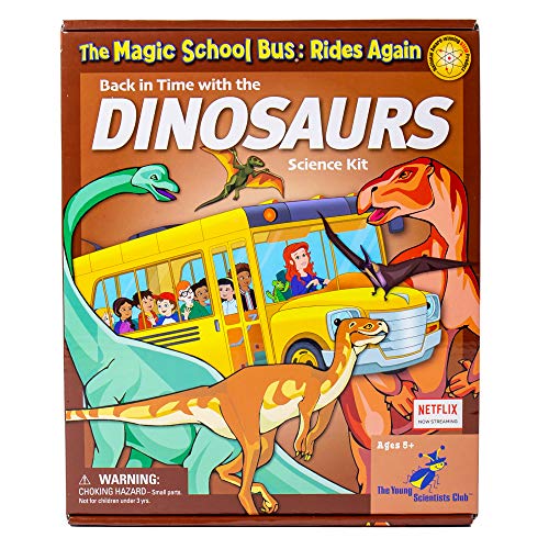 The Magic School Bus Rides Again: Back In Time With The Dinosaurs By Horizon Group USA, Homeschool STEM Kits for Kids, Includes Educational Manual, Thermometer, Wooden Dinosaur Model, Paints & More