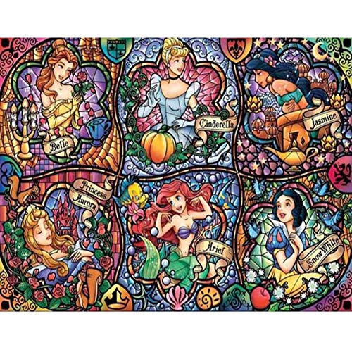 DIY 5D Diamond Painting by Numbers Kits for Adults,16'X12' Paintings Crystal Rhinestone Diamond Embroidery Full Drill Cross Stitch Kit Pictures Arts Craft,Cinderella Ariel Aurora Princess