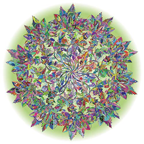 Bgraamiens Puzzle-Magic Tree of Life -1000 Pieces Colorful Leaves Round Mandala Puzzle Color Challenge Jigsaw Puzzles