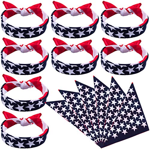 Duufin 13 Pieces American Flag Bandanas Headband USA Flag Clothing Bandana Patriotic Accessories