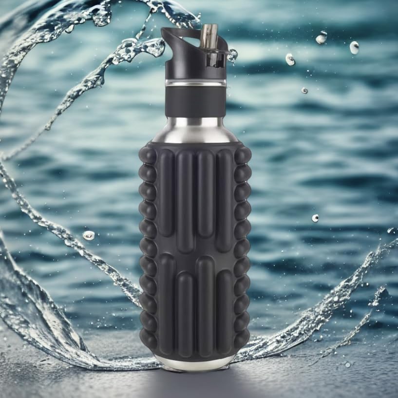 27oz Foam Roller Water Bottle - Stainless Steel (Black)
